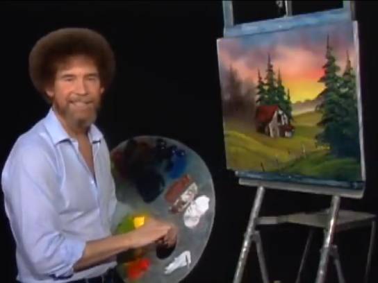 "Cabin at Sunset" by Bob Ross